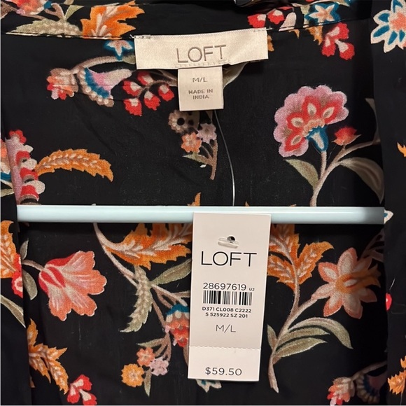 Loft floral long sleeve open front blouse - Picture 6 of 8